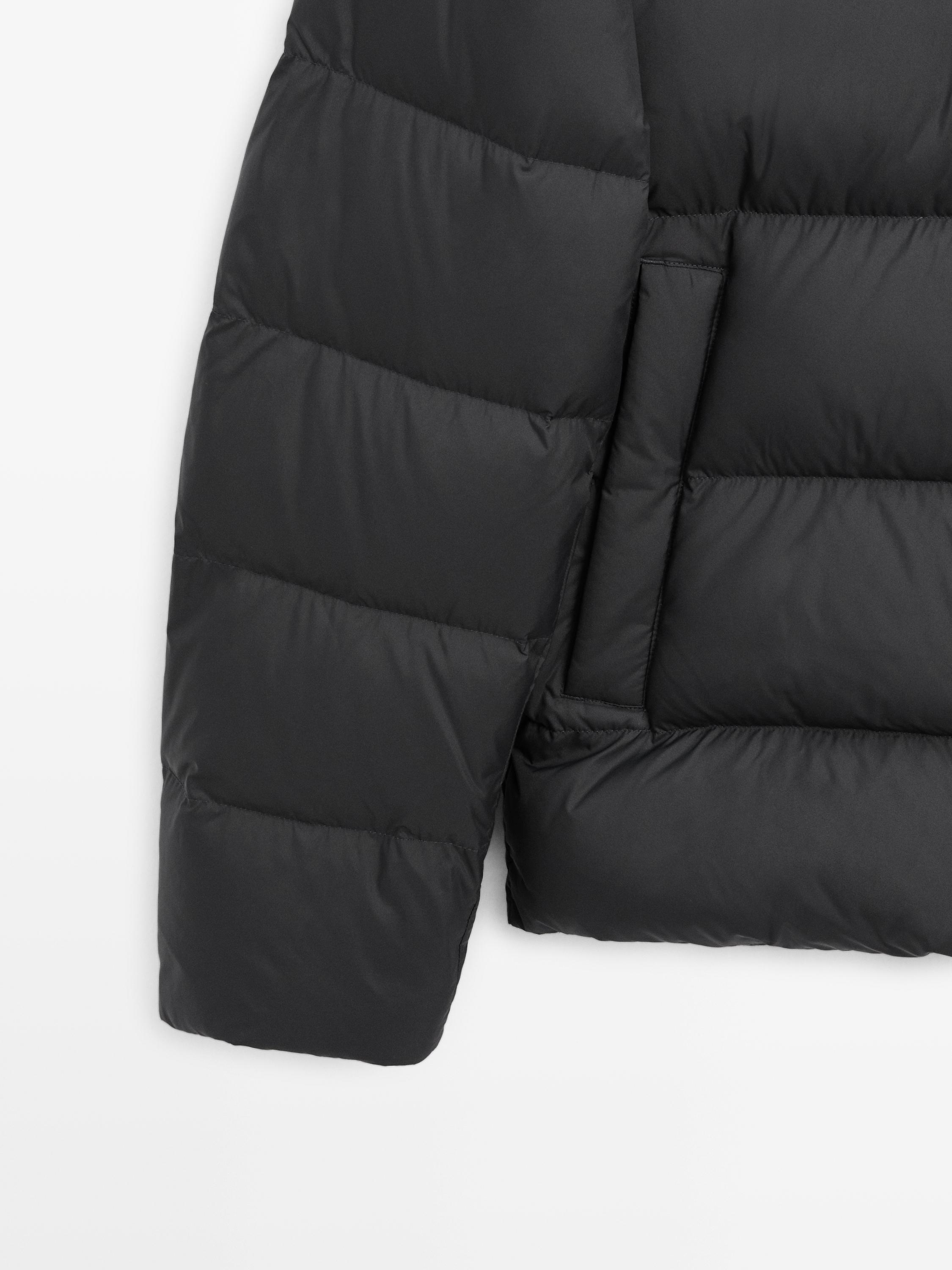 Water-repellent hooded puffer jacket
